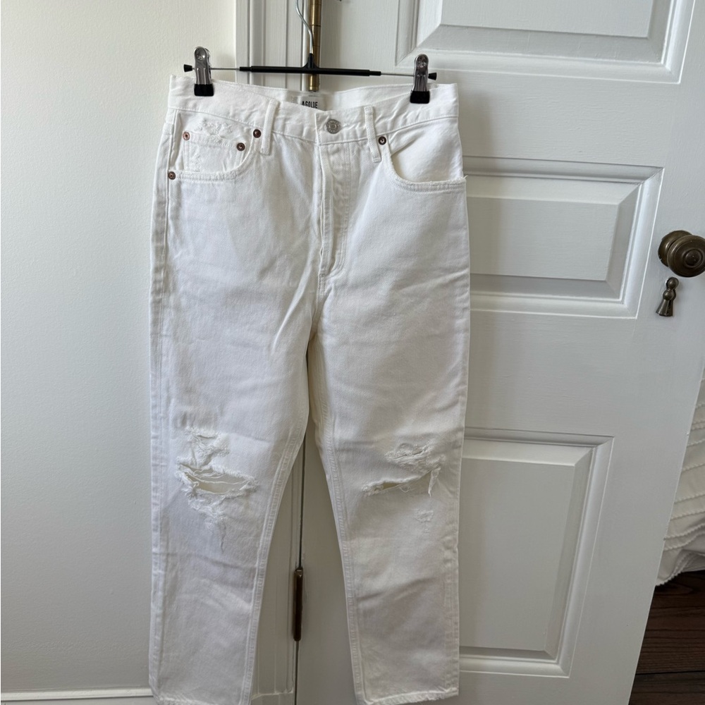 AGOLDE White Distressed Jeans